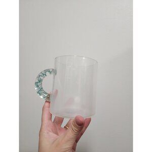 Starbucks 2023 gradient green swirl handle glass mug 14oz